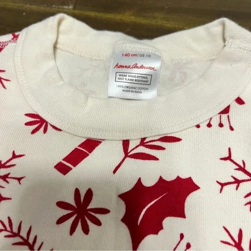 Hanna Andersson Holiday Pajama Top Kids 10 Christmas Red Long Sleeve